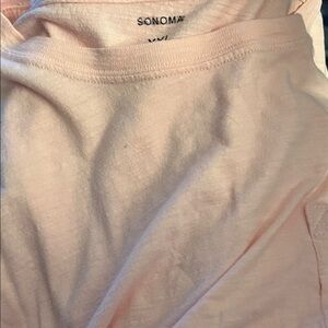 Sonoma XXL Pale Pink Solid Plain Crewneck Tee with Pocket